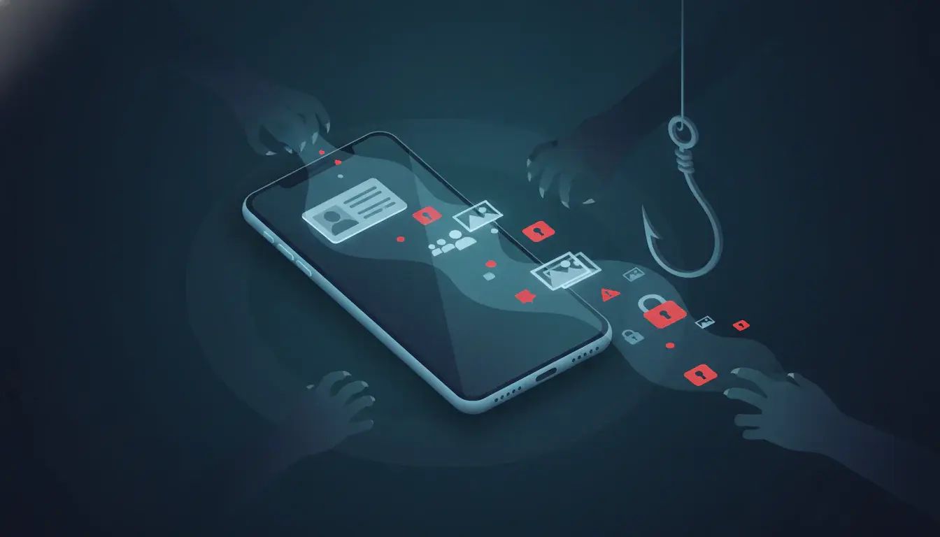 Ilustrasi data pribadi bocor dari smartphone ke aplikasi pinjol ilegal