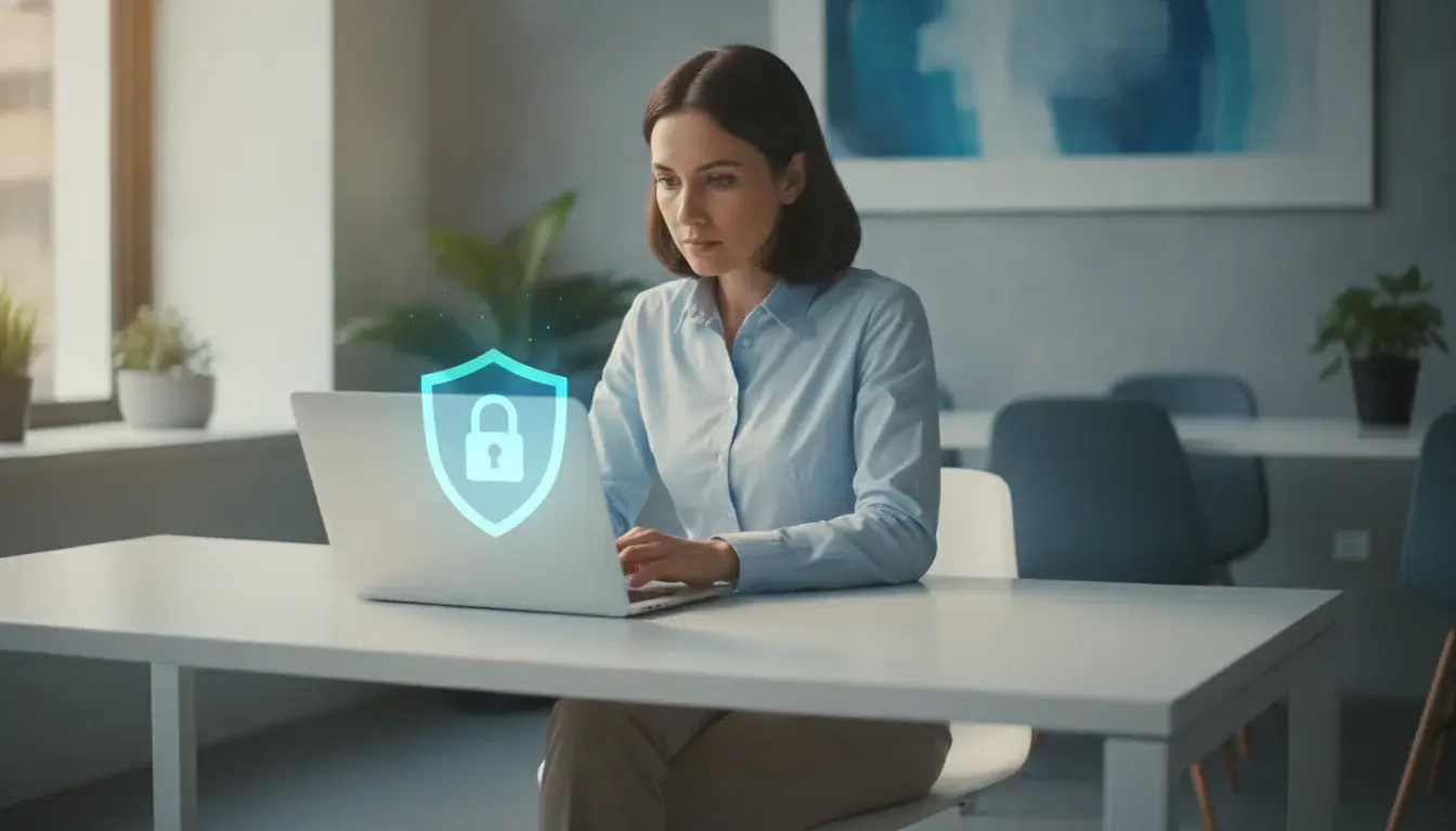 Karyawan menerapkan security awareness untuk melindungi data perusahaan dari ancaman siber