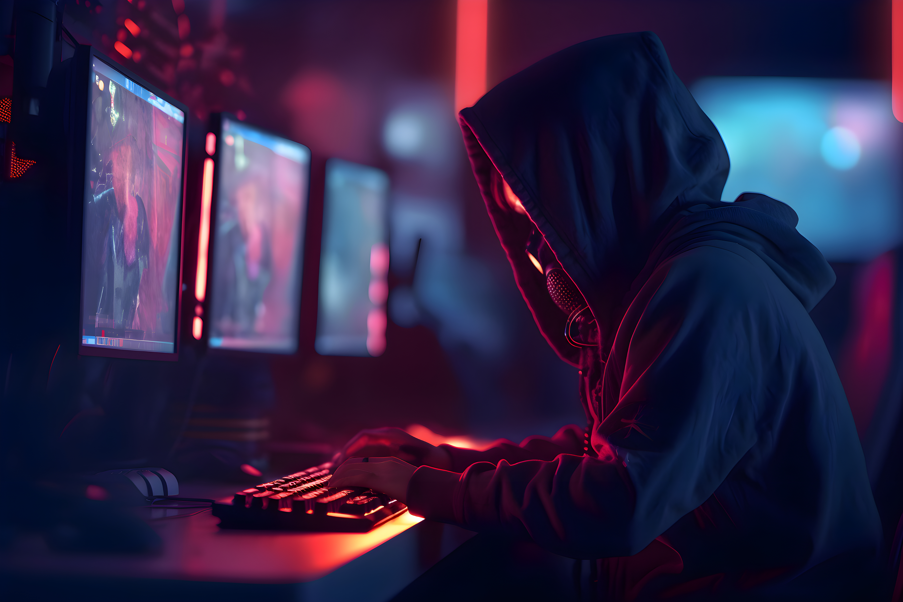Hacker stealing information from computer